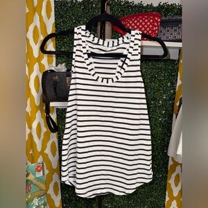 Lululemon Athletica Black and White Striped Tank Top